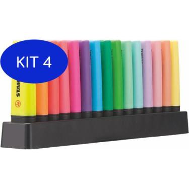 Imagem de Kit 4 Marca Texto Boss 15 Cores 9 Fluo+ 6 Pastel+1 Deskset - Sertic