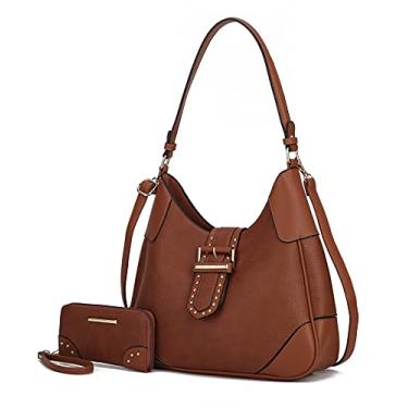 Imagem de MKF Collection Bolsas de ombro para mulheres, bolsa cruzada, bolsa transversal Hobo lateral e carteira carteira de carteira combinando, Juliette Conhaque