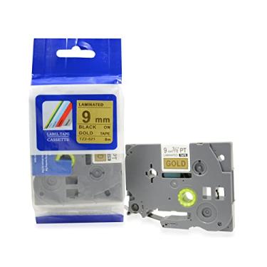 Imagem de Fita Refil Compatível TZ-821 Tze-821 Dourada 9mm para Rotulador Brother PT-H105 PT-H110 PT-D200 PT-D210 PT-D400 PT-D410 PT-D600 PT-D610BT PT-P300BT P-Touch Cube