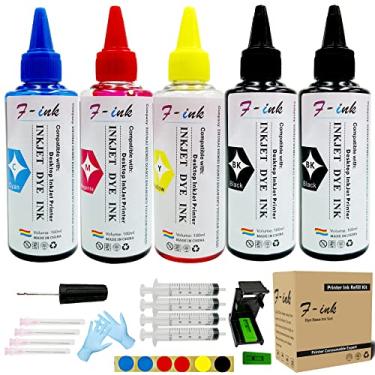 Imagem de Kits de refil de tinta e tinta F-ink 5 frascos compatíveis com cartuchos de tinta Hp Inkjet 21XL 22XL 27XL 28XL 21 22 56 57 58 - ferramentas de tinta para reutilizar o cartucho