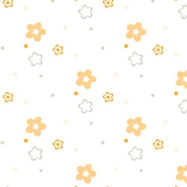 Imagem de Papel de Parede Laranja Floral para Quarto 57x270cm