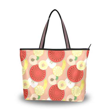 Imagem de ColourLife Bolsa de ombro com alça superior, estampa de frutas, bolsa de ombro para mulheres e meninas, Multicolorido., Large