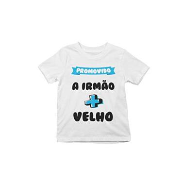 Imagem de Camiseta Promovido a Irmão Mais Velho Juvenil Branca Tamanho 10