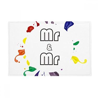 Imagem de DIYthinker LGBT Tapete de porta de banheiro com bandeira de arco-íris Sr. & Sr