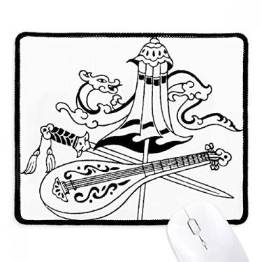 Imagem de Mousepad de desenho de dragão com espada chinesa e bordas costuradas