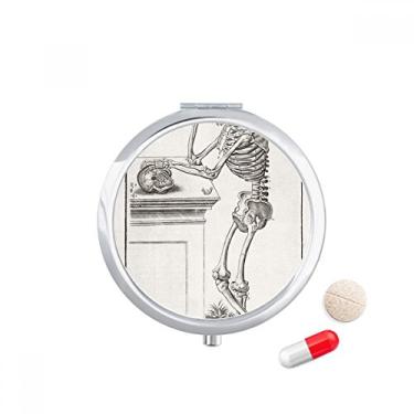 Imagem de Caixa de comprimidos para decoração de esqueleto com padrão de corpo humano, caixa de armazenamento de remédios dispensador