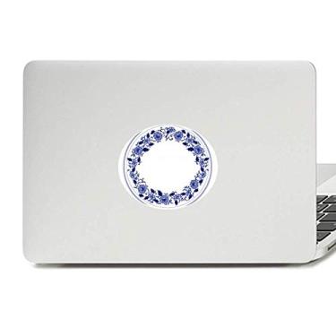 Imagem de Adesivo de notebook com emblema de vinil floral azul da cultura chinesa