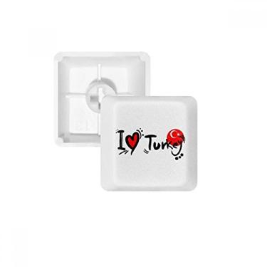 Imagem de I Love Turkey Bandeira de Palavras Amor Coração Ilustração Teclado Mecânico PBT Kit de Atualização para Jogos