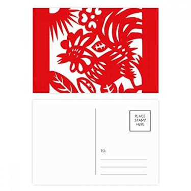Imagem de Cartão postal cortado em papel Rooster Animal China Zodíaco Conjunto de cartões postais de aniversário Cartão de agradecimento