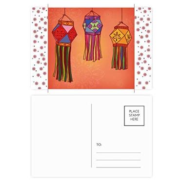 Imagem de Lanterna chinesa Ilustração colorida Natal Flor Celebração Cartão postal Blessing Mailing Card