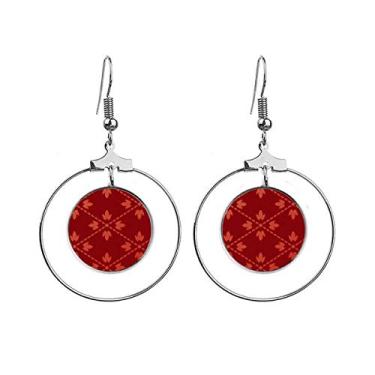 Imagem de Brincos asiáticos com padrão de linhas de folhas, estilo chinês, japonês, pendurados, joias, círculo