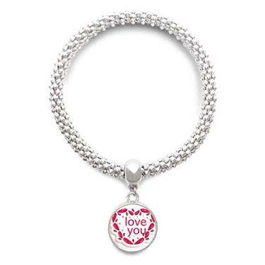 Imagem de Pulseira com pingente de prata para Dia dos Namorados Rosa Coração Love You Silver