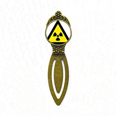 Imagem de Marcador de página retrô com símbolo de aviso, amarelo, preto, ionização, radiação, triângulo, marcador de página
