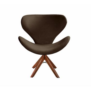 Imagem de Poltrona Decorativa Isis Swan Cadeira Giratória Pé Madeira