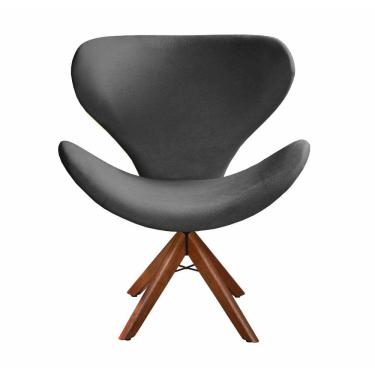 Imagem de Poltrona Decorativa Isis Swan Cadeira Giratória Pé Madeira