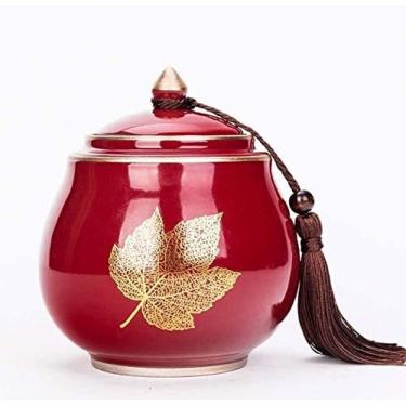 Imagem de Urnas De Cremação Para Cinzas Lembrança Urna Para Cinzas Humanas Enterro Cerâmica Animais De Estimação Casa Sepulturas Memorial Crematório Adulto,Vermelho,Hilarious123