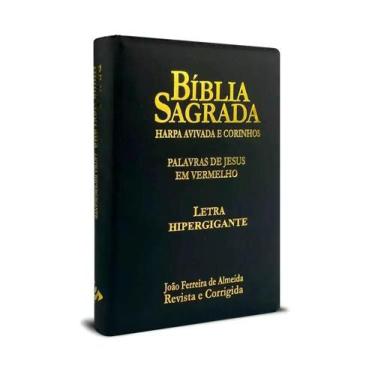 Imagem de Biblia Letra Hiper Gigante Arc Harpa E Corinhos Zíper Preta -