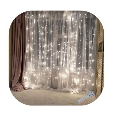 Imagem de Cortina 300 Led 3,0m x 2,0m Branco Frio Quente Colorido Decor Festa Casa Natal