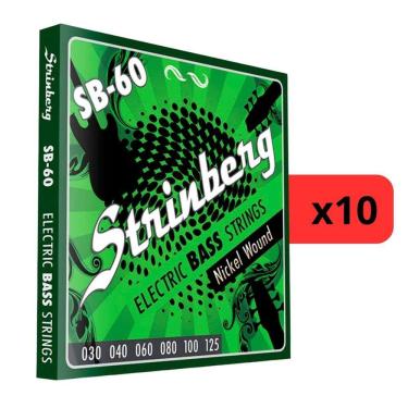 Imagem de Kit 10 Encordoamento Strinberg Para Contra Baixo SB60 - 6 Cordas