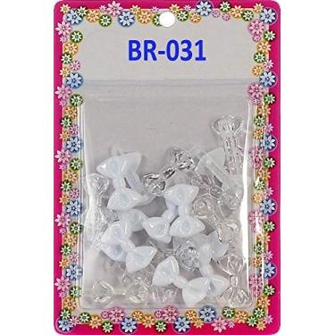Imagem de Barretes de cabelo de plástico Tara Girls com dobradiça própria – Branco e transparente – 20 peças.