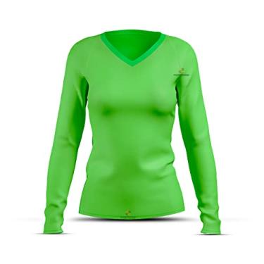 Imagem de Camisa Camiseta ADSTORE Verde Neon Térmica Feminina Segunda Pele Proteção Uv 50+ (P)