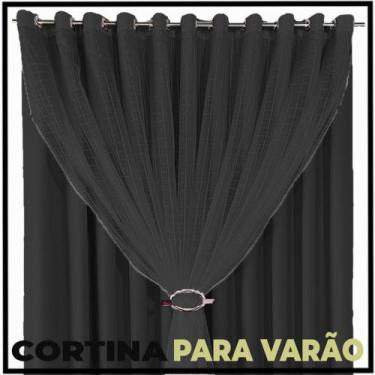 Imagem de Cortina Blackout Fiori Para Varão E Sala 5,50 X 2,80 Preto - Bravin Co
