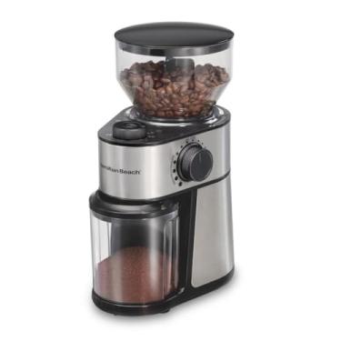 Imagem de Hamilton Beach Electric Burr Coffee Grinder with Large 16oz Hopper and 18 Settings for 2-14 Cups, Stainless Steel (80385)
