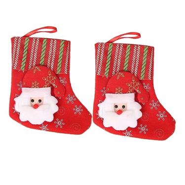 Imagem de jojofuny 2 Peças Meias De Natal Pingente Meias De Feriado Meias De Boneco De Neve Meias De Natal Meias De Árvore De Natal Meias De Natal Meias De Malha De Natal Nova Lareira Pano De Feltro