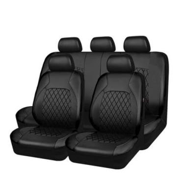 Imagem de Conjunto completo de 9 peças de capas de assento de carro para Peugeot 301 2012 2013 2014 2015 2016 2017 2018 2019 2020 2021 2022 2023, acessórios de proteção de almofada de assento respirável à prova d'água, preto