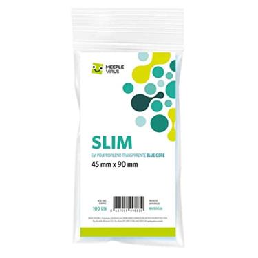 Imagem de Sleeves Slim 45 x 90 mm Blue Core - Meeple Virus (Grok Games)