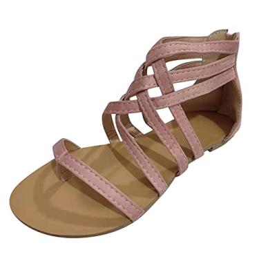 Imagem de Sandálias de plataforma femininas confortáveis flor clipe dedo do pé sandálias de praia moda feminina boêmia plataforma sapatos de vestido a1, rosa, 8.5