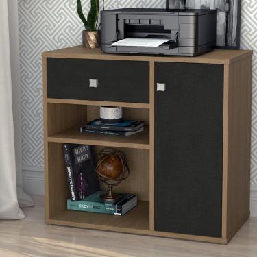 Imagem de Armário Multiuso 1 Porta 1 Gaveta Ravena Nova Mobile Mel/Preto