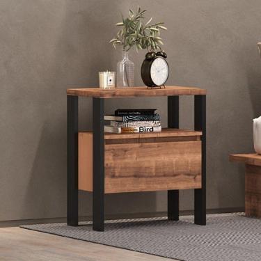 Imagem de Mesa de Cabeceira Industrial 1 Gaveta M122 Foscarini Preto/Solanum