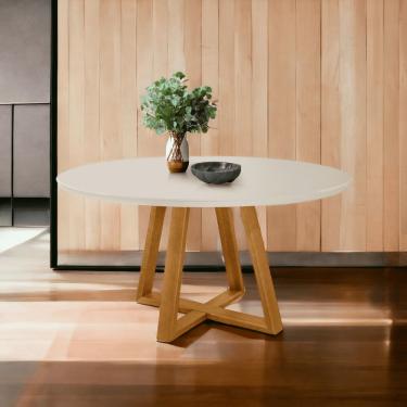 Imagem de Mesa de Jantar Redonda 90cm 4 Lugares Tampo Off Pés Perola