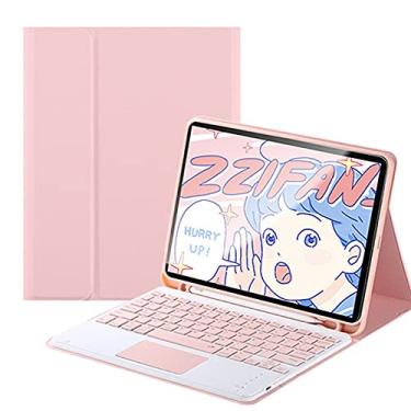Imagem de QYiD Capa para teclado touchpad para 10,2 polegadas 9ª/8ª/7ª geração, Air 3, Pro 10,5, capa de teclado tipo fólio para laptop com trackpad e suporte de lápis, capa magnética de couro bonito para iPad