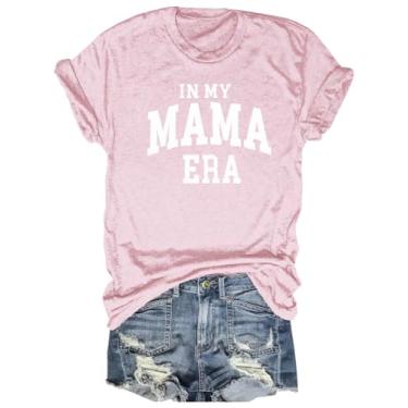 Imagem de Beopjesk Camiseta feminina Hi Mom casual manga curta dia das mães letras estampadas estampadas, Rosa, G