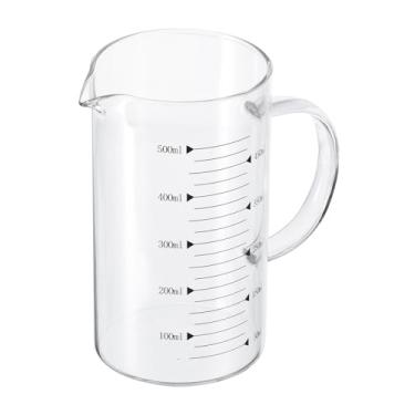 Imagem de PATIKIL Copo medidor de vidro de 500 ml, copo de vidro borossilicato 3,3 graduado preto impresso em escala líquida, copo com bico em forma de V para cozinha