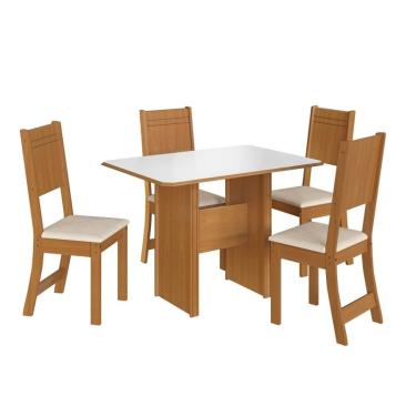 Imagem de Conjunto de Mesa para Sala de Jantar Indekes Evora 04 Cadeiras - Freijo