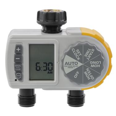 Imagem de Solterra Temporizador de mangueira de duas saídas com mostrador único 28153, cinza