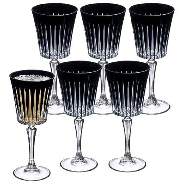 Imagem de Barski Taças de vinho europeias - Conjunto de 6 taças para vinho tinto ou branco - Copos de água coloridos elegantes - Pronto para presente, 293 g, preto