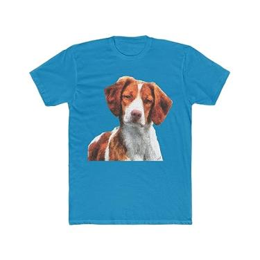 Imagem de Camiseta masculina de algodão "Gunner" Brittany Spaniel da Doggylips, Turquesa lisa, XG