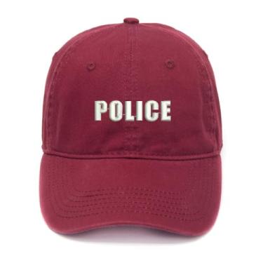 Imagem de L8502-LXYB Boné de beisebol masculino bordado polícia algodão lavado, Vermelho, 7 1/8