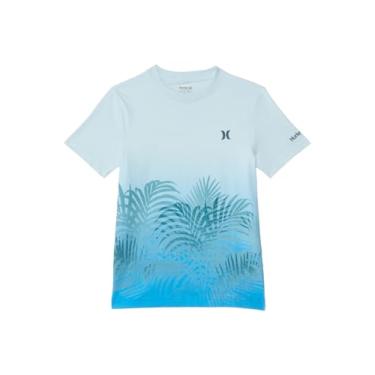 Imagem de Hurley Camiseta com estampa de folha de palmeira para meninos (criança grande), Azul (Blue Ice Heather -, P