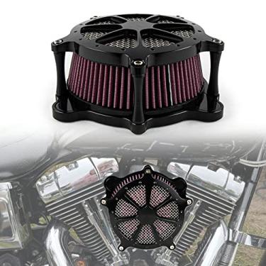 Imagem de PSLER Kit de sistema de filtro de admissão de filtro de ar corte contrastante para Twin Cam EVO Dyna FXR Softail 1993-2015 e Touring Road King Electra Glide Street Glide 1993-2007 (vermelho)