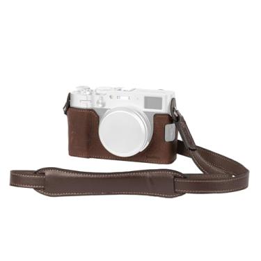 Imagem de SMALLRIG Kit de capa de meio couro X100VI com alça de ombro, meia capa de câmera de couro estilo retrô com moldura de liga de alumínio para FUJIFILM X100VI (marrom)
