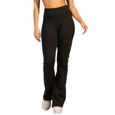 Imagem de Calça Flare Peluciada Legging Bella Fiore Boca de Sino Bailarina Cintura e Cós Alto Moda Fitness-Feminino