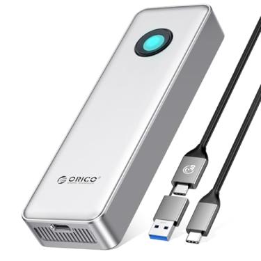 Imagem de ORICO SSD portátil de 1 TB para 3700 MB/s, unidade de estado sólido externa RGB com cabo USB C 2 em 1 de 40 Gbps, ventilador de resfriamento embutido, compatível com Thunderbolt 4/3, USB 4.0, PSSD -