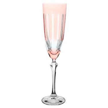 Imagem de Taca para champanhe Elizabeth lapidada em cristal ecologico 200ml A25cm cor rosa