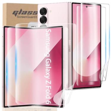 Imagem de WNABZZER Película protetora de tela para Samsung Galaxy Z Fold 6, 2 peças de película de TPU flexível externa transparente + 2 peças de proteção interna de TPU macio, [antiarranhões] [compatível com