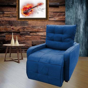 Imagem de Poltrona Retratil e Reclinavel Com Rodape Regulavel Azera Marinho